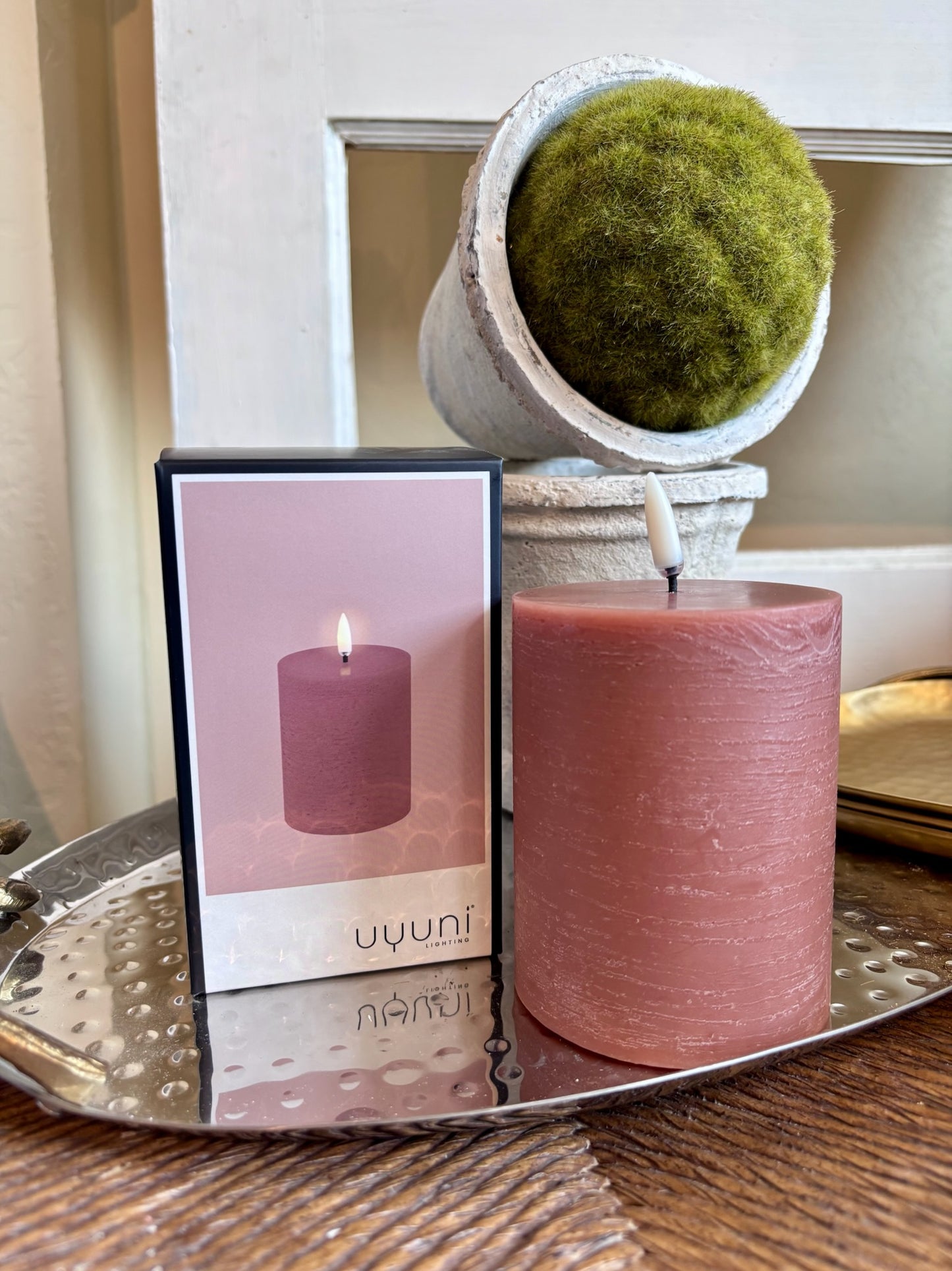 Terracotta Rustic Flameless Pillar 3 x 6