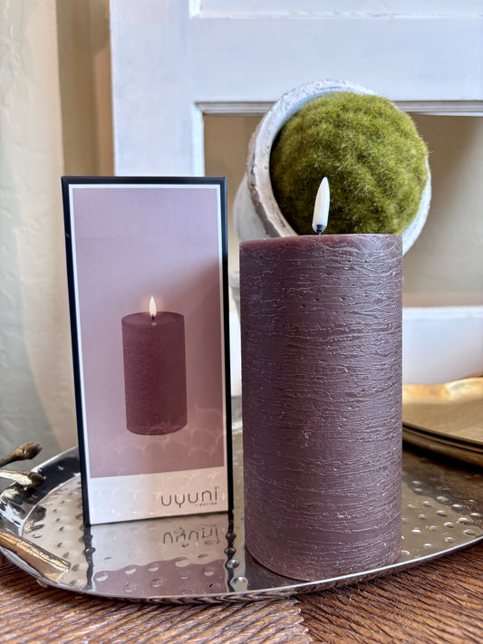 Rustic Brown Flameless Pillar Candle 3x6