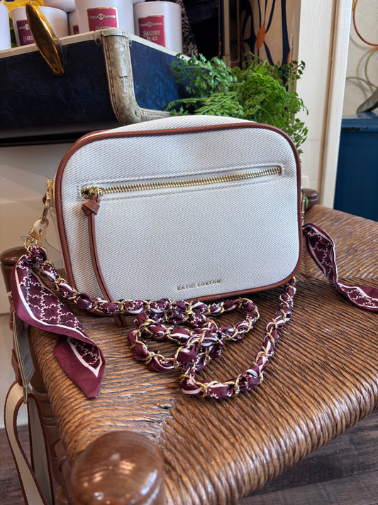 Woven Scarf Chain Purse/Phone Strap - Maroon