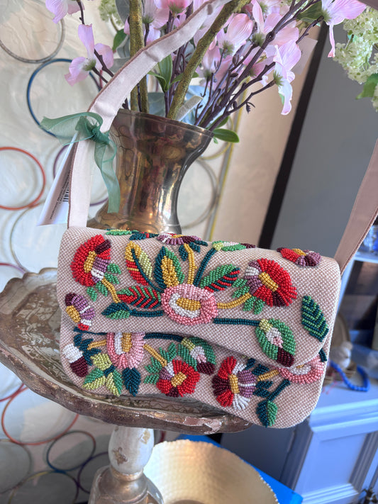 Wildflower Bloom Beaded Shoulder Bag