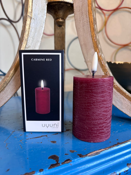 Carmine Red Flameless Pillar Candle 2x3