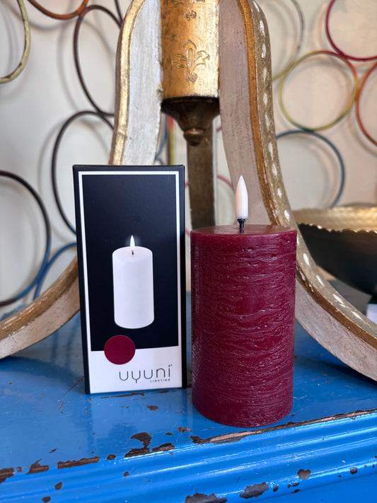 Carmine Red Flameless Pillar Candle 2x4