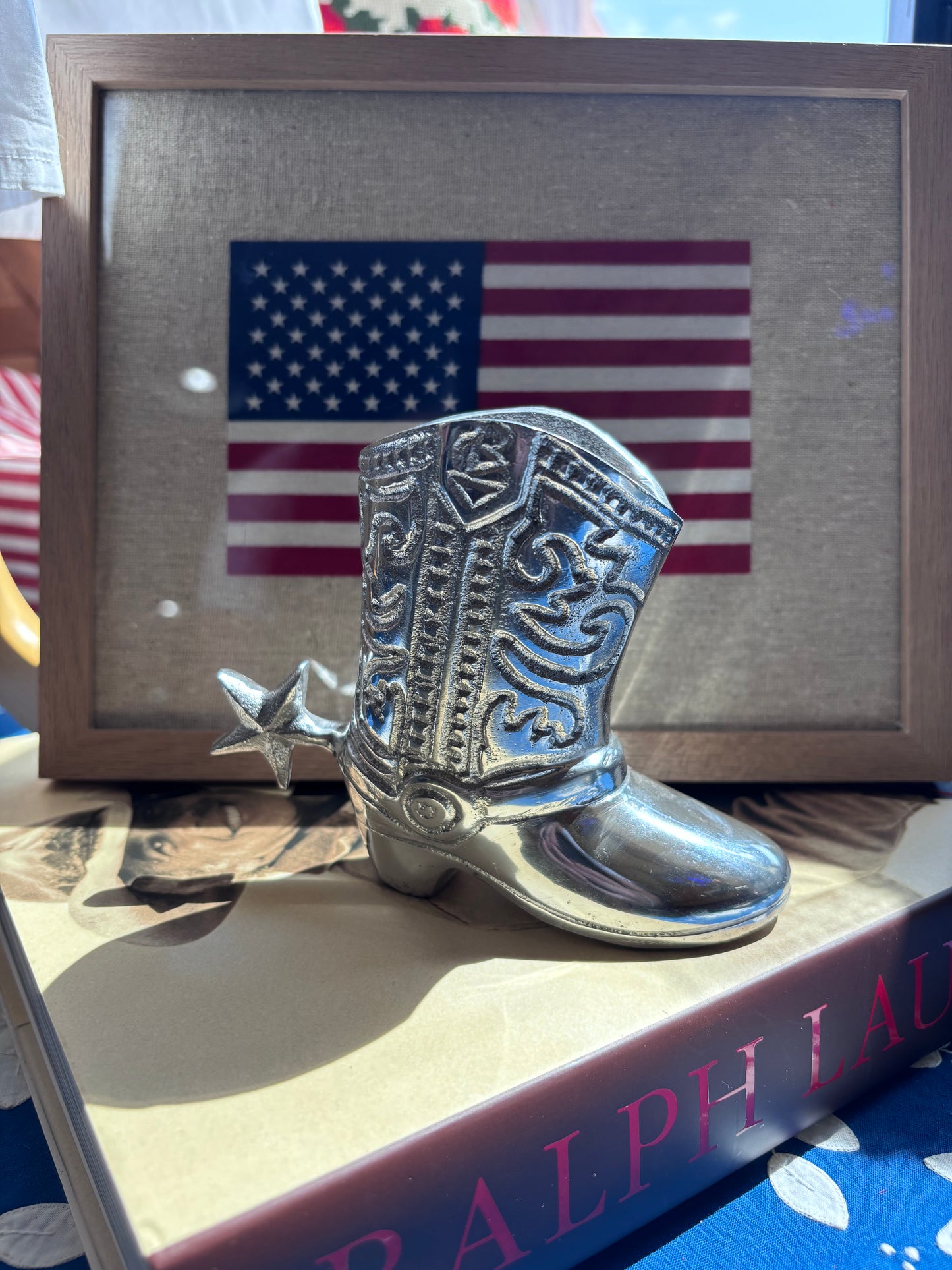 Nickel Etched Cowboy Boot Holder