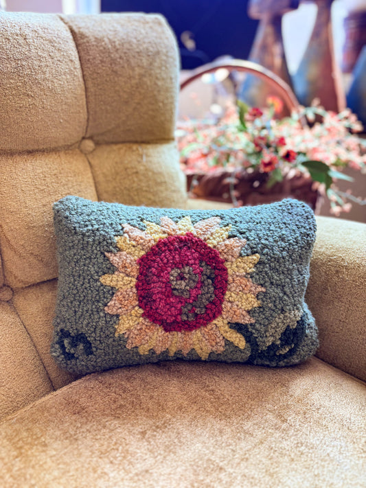 Sunflower 8"x12" Hooked Wool Pillow