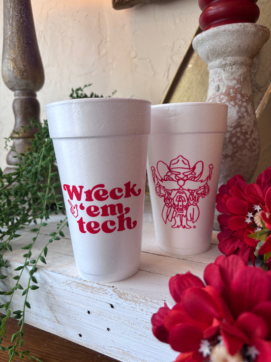 Texas Tech Styrofoam Cup Set of 8