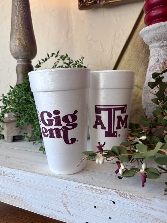 Texas A&M Styrofoam Cup Set of 8