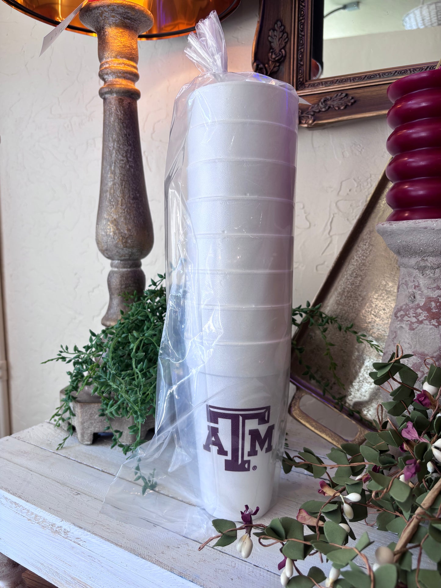 Texas A&M Styrofoam Cup Set of 8