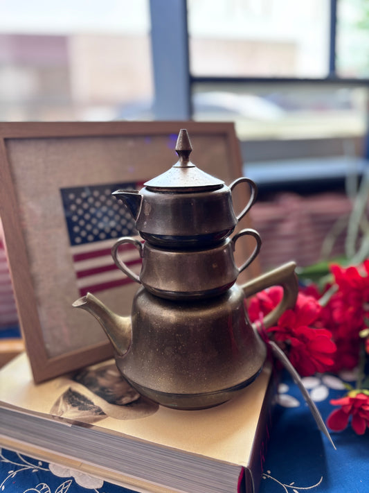 Unique Brass Stacking Tea Pot Set