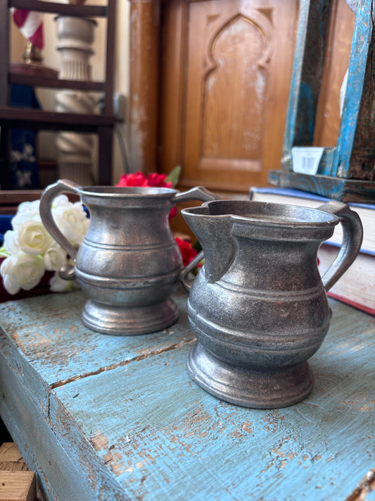 Pewter Creamer & Sugar - Vintage