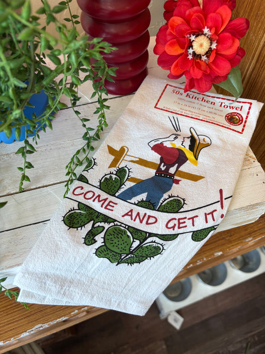 Come And Get It Ranch Retro Flour Sack Kitchen Towel