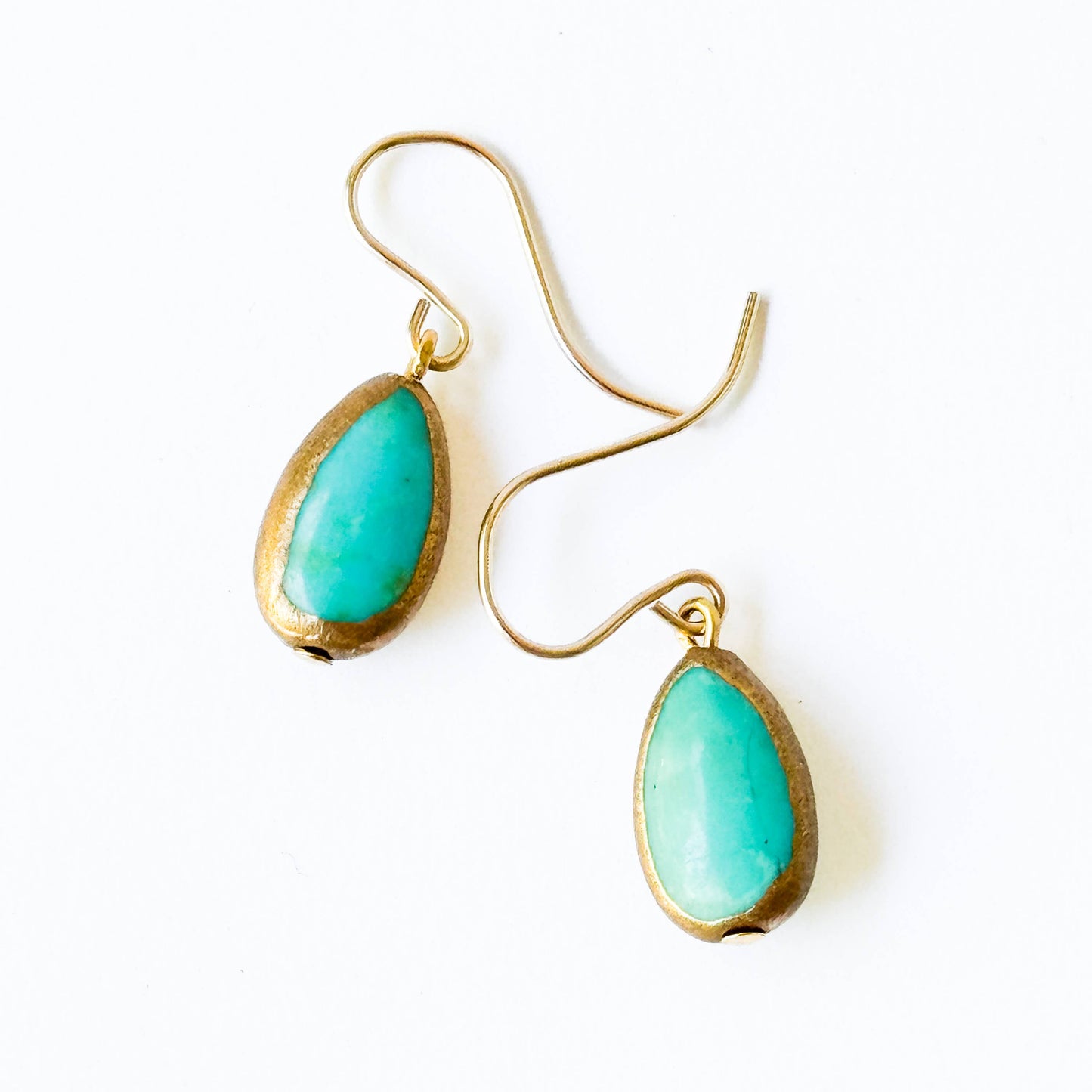 Small Authentic Turquoise Teardrop dipped in gold Earrings