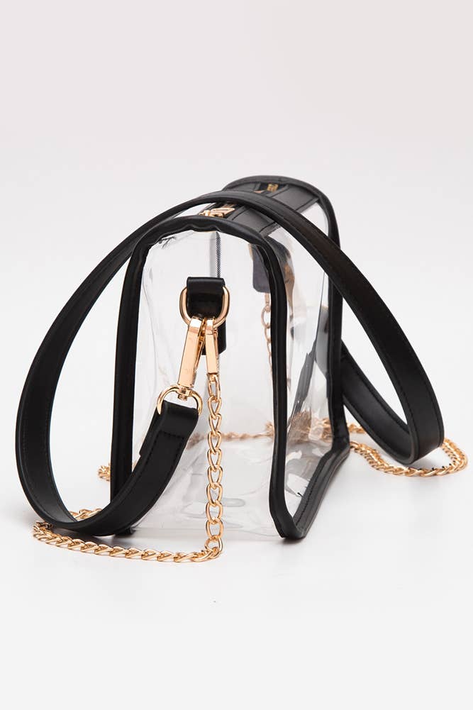 Clear Rectangle Stadium Concert Crossbody Bag: White