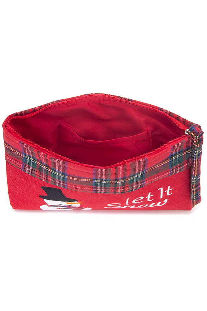 LET IT SNOW Snowman Christmas Holiday Pouch