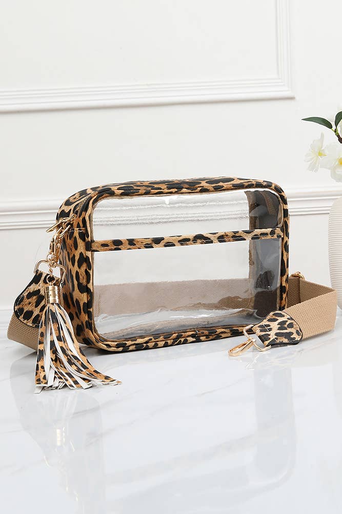 Clear PU Cross Body Camera Bag: Leopard