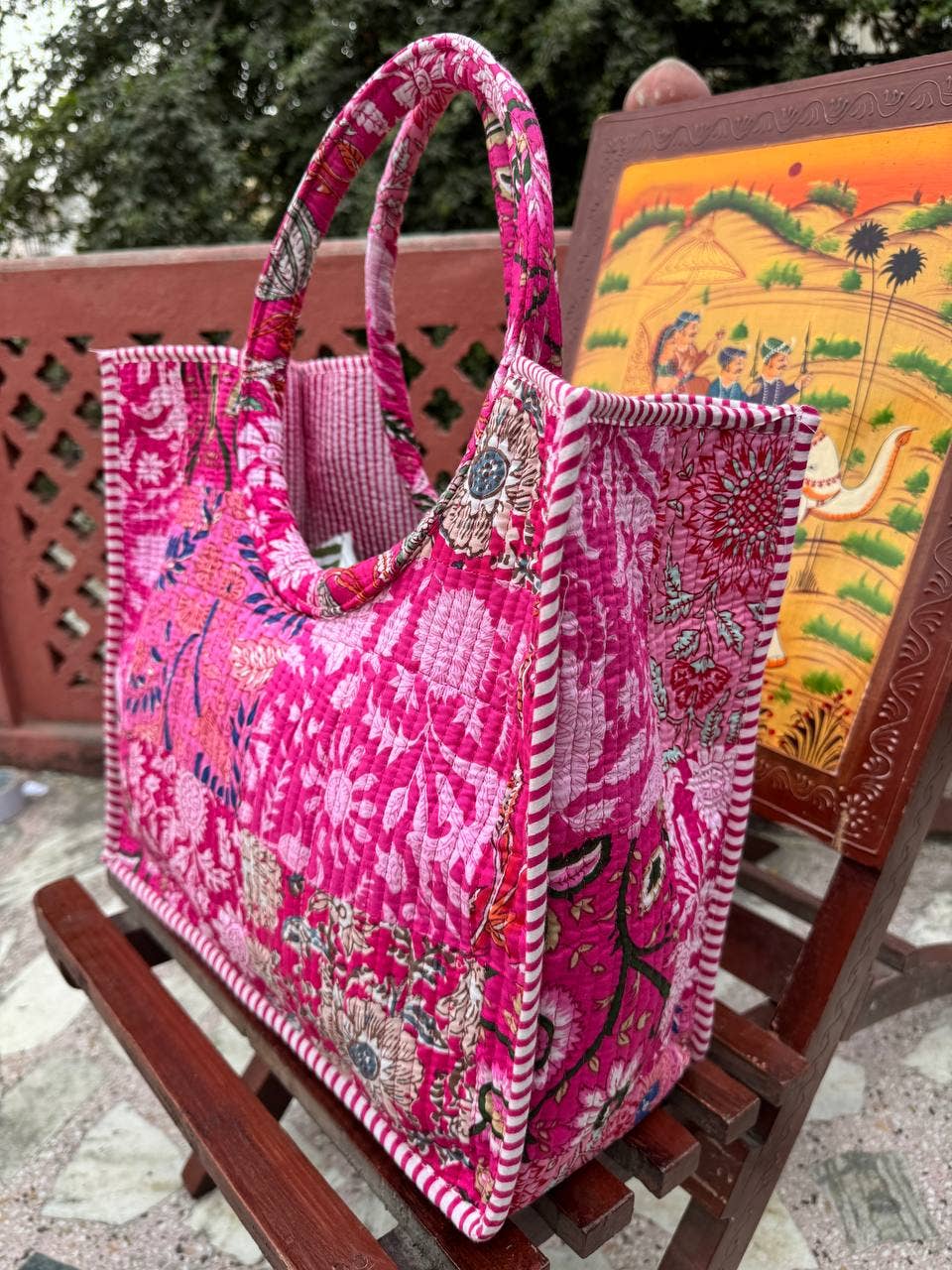 Patchwork Floral Print Bag Cotton Quilted Women Shoulder Bag