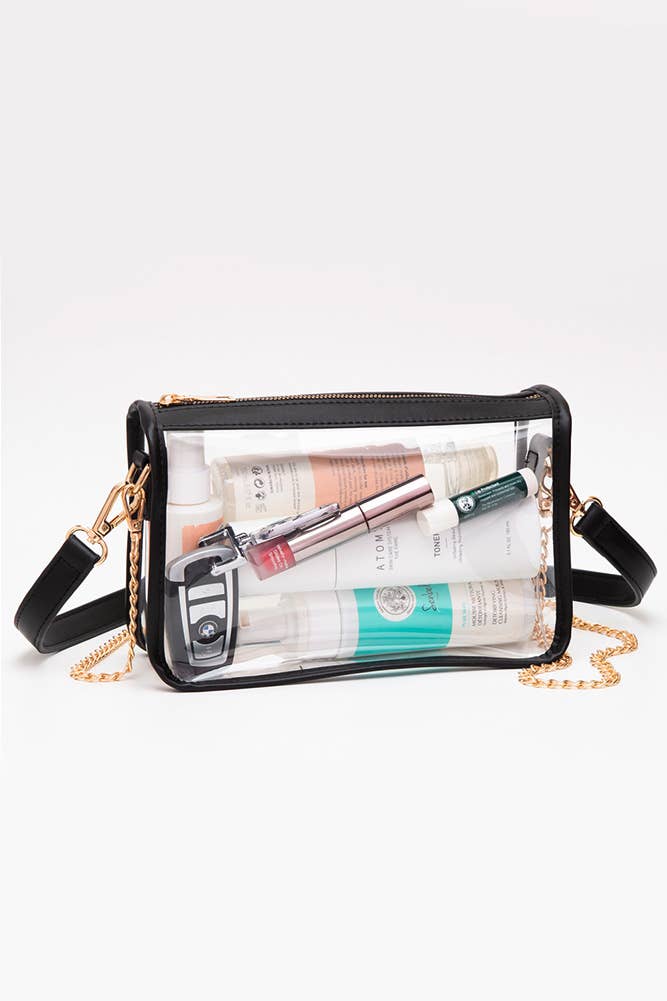 Clear Rectangle Stadium Concert Crossbody Bag: White