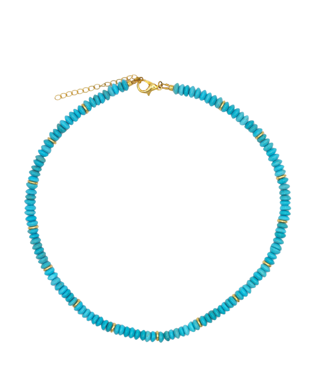 Turquoise Gemstone Necklace with Gold Accents