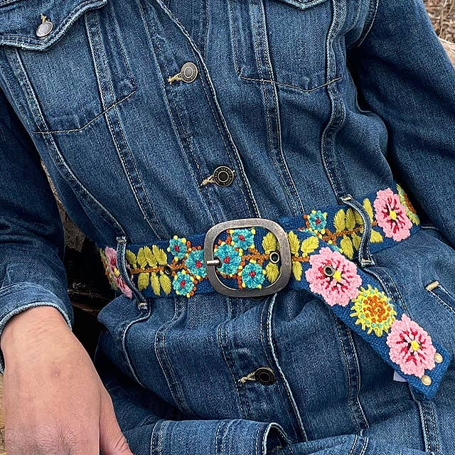 Sunshine Daydream Embroidered Wool Belt: S