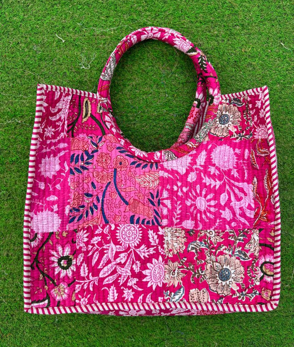 Patchwork Floral Print Bag Cotton Quilted Women Shoulder Bag