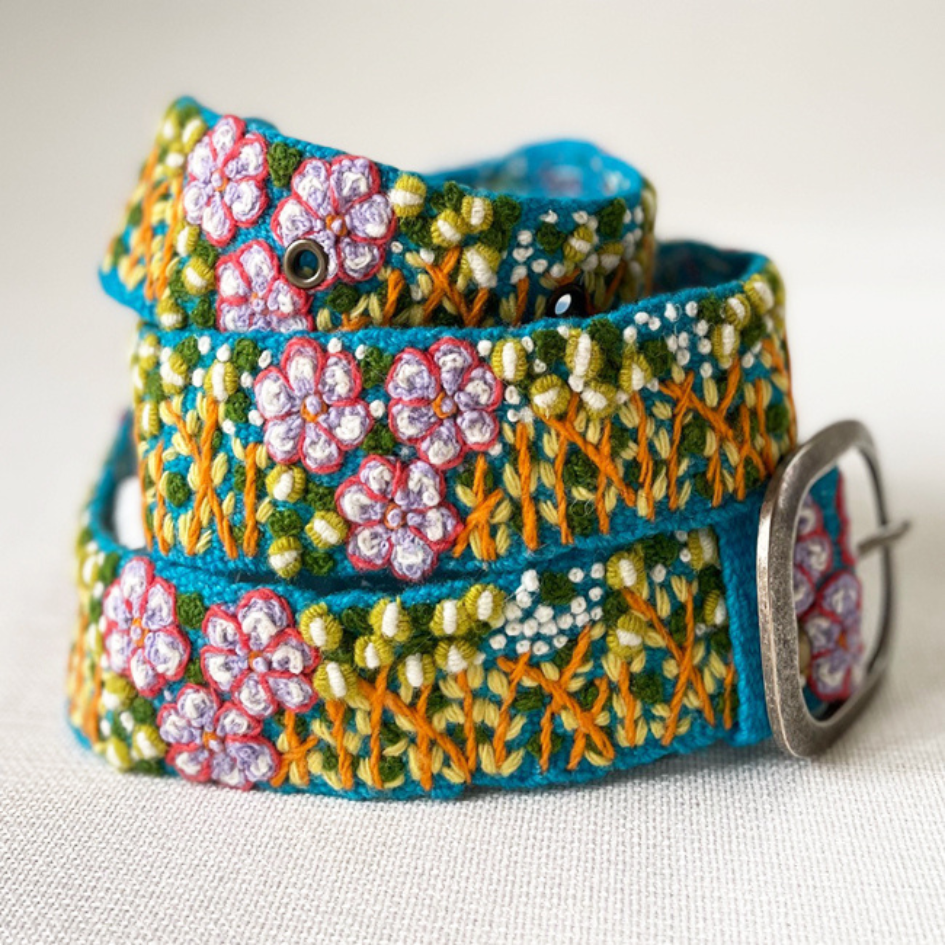 Windswept Embroidered Wool Belt: S