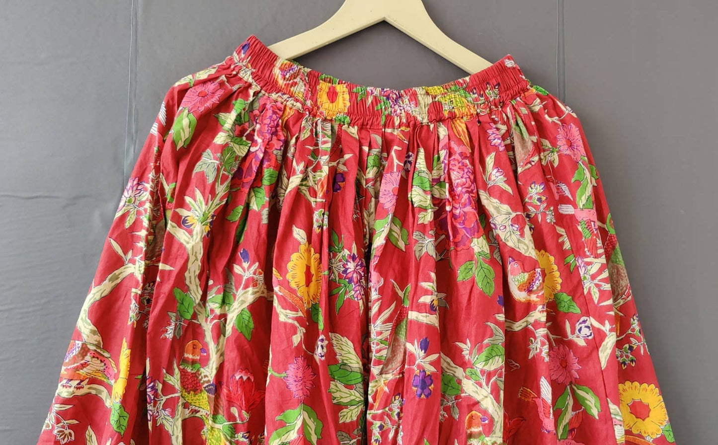Floral Summer Cotton Skirt Casual Loose Skirts