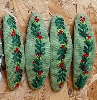 Xmas Theme Embroidered Hair Barrette, Christmas Collection: 12.