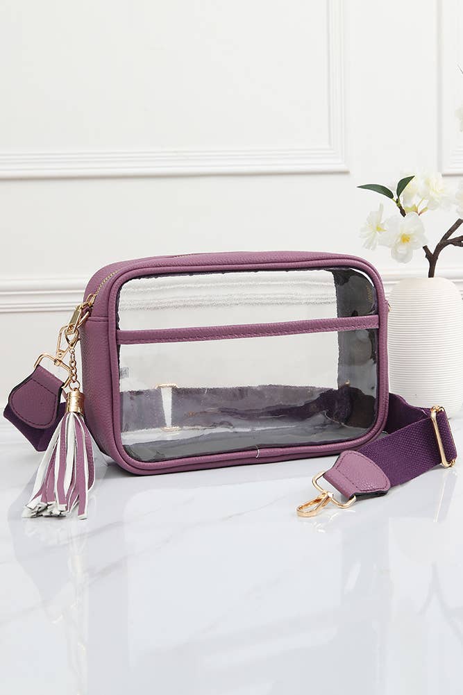 Clear PU Cross Body Camera Bag: Black