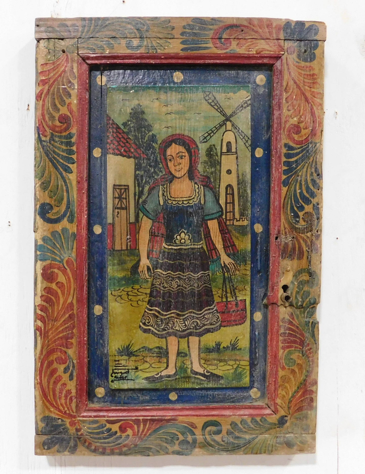 Mexican Folk Art Painting-#3-Retablo-Handmade-31x20 inches