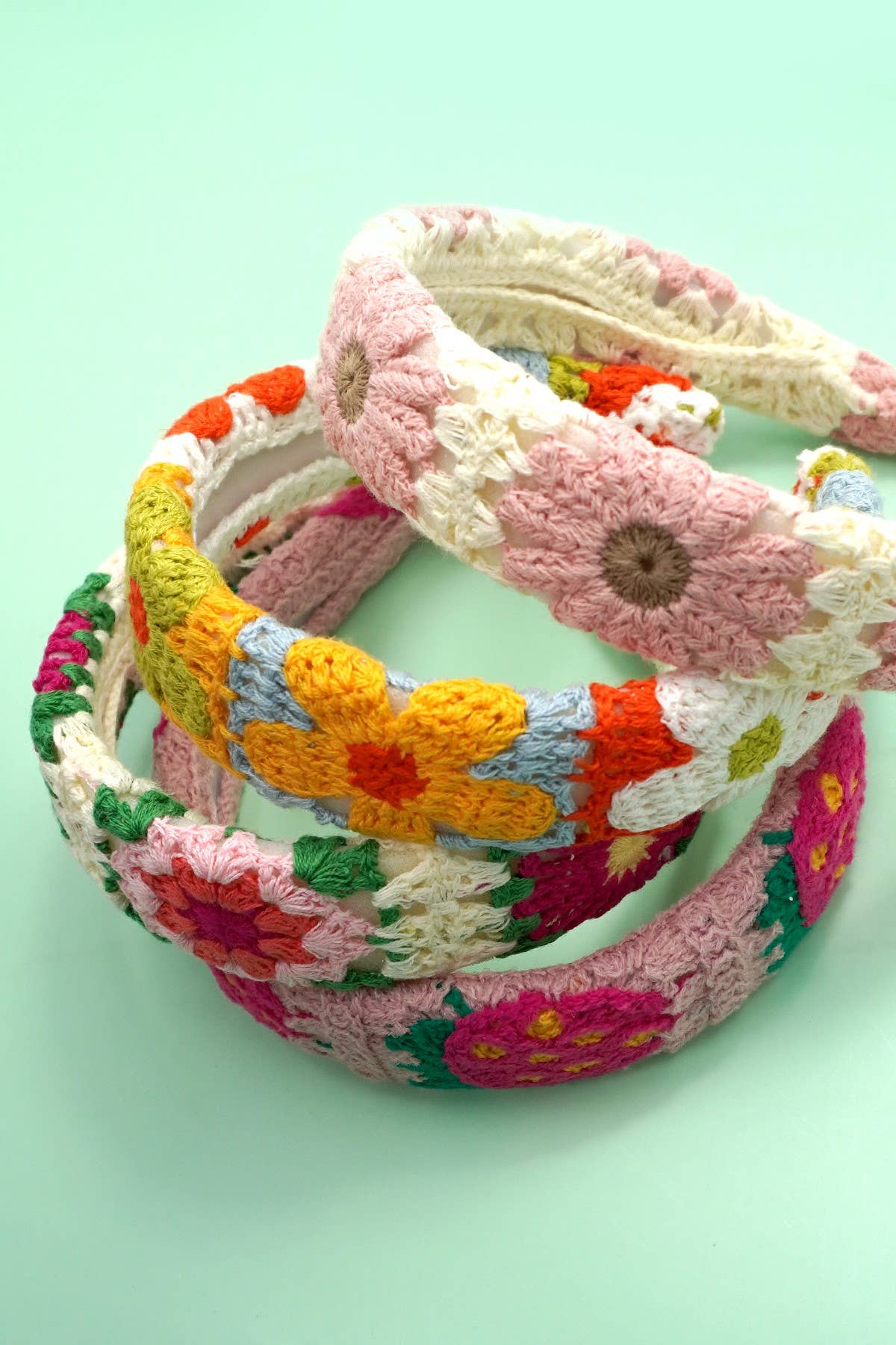 FLORAL CROCHET SOFT WOVEN KNIT HEADBAND HAIR BAND | 40HB182: B