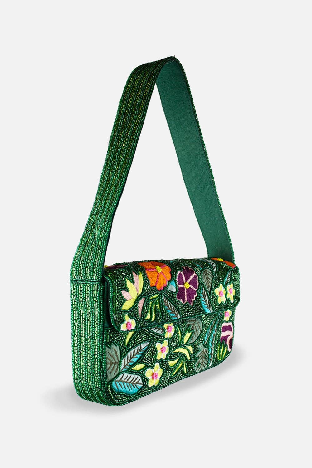 Tropical Embroidery Double sided Beaded Shoulder Bag