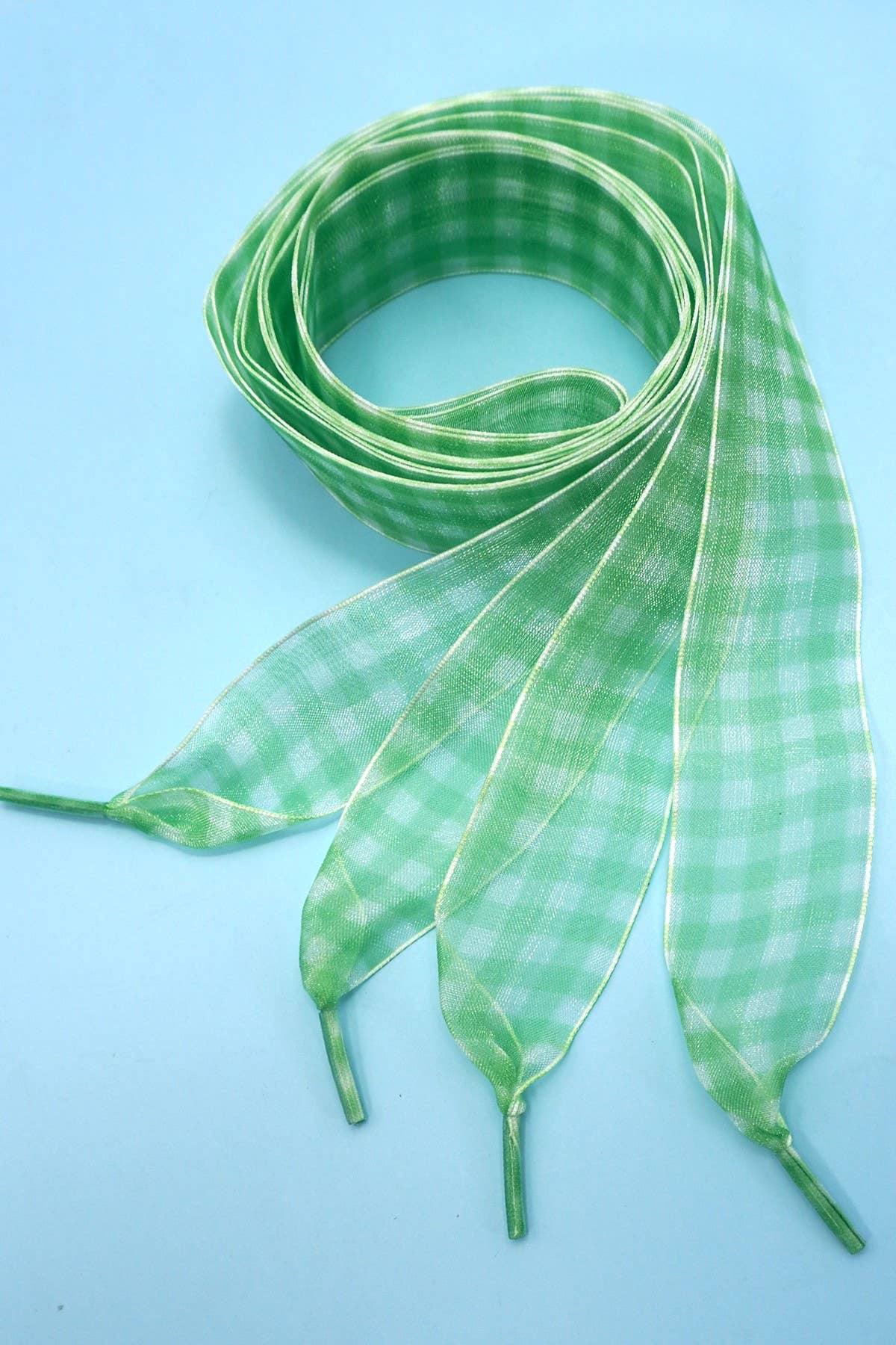CHECKER SATIN ORGANZA SHOE LACE | 40SD112: LAVENDER