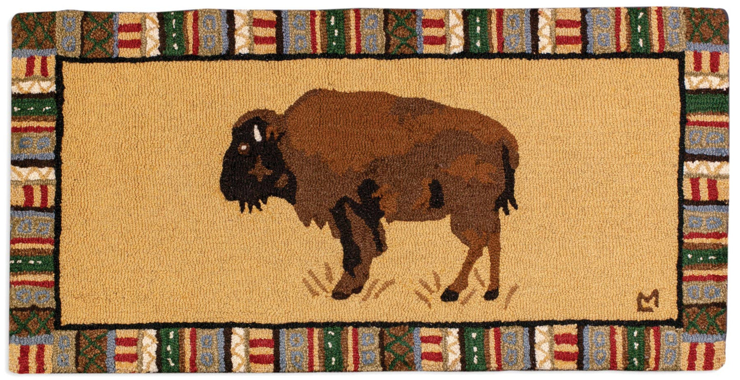 Cinnamon Buffalo Hooked Wool Accent Rug