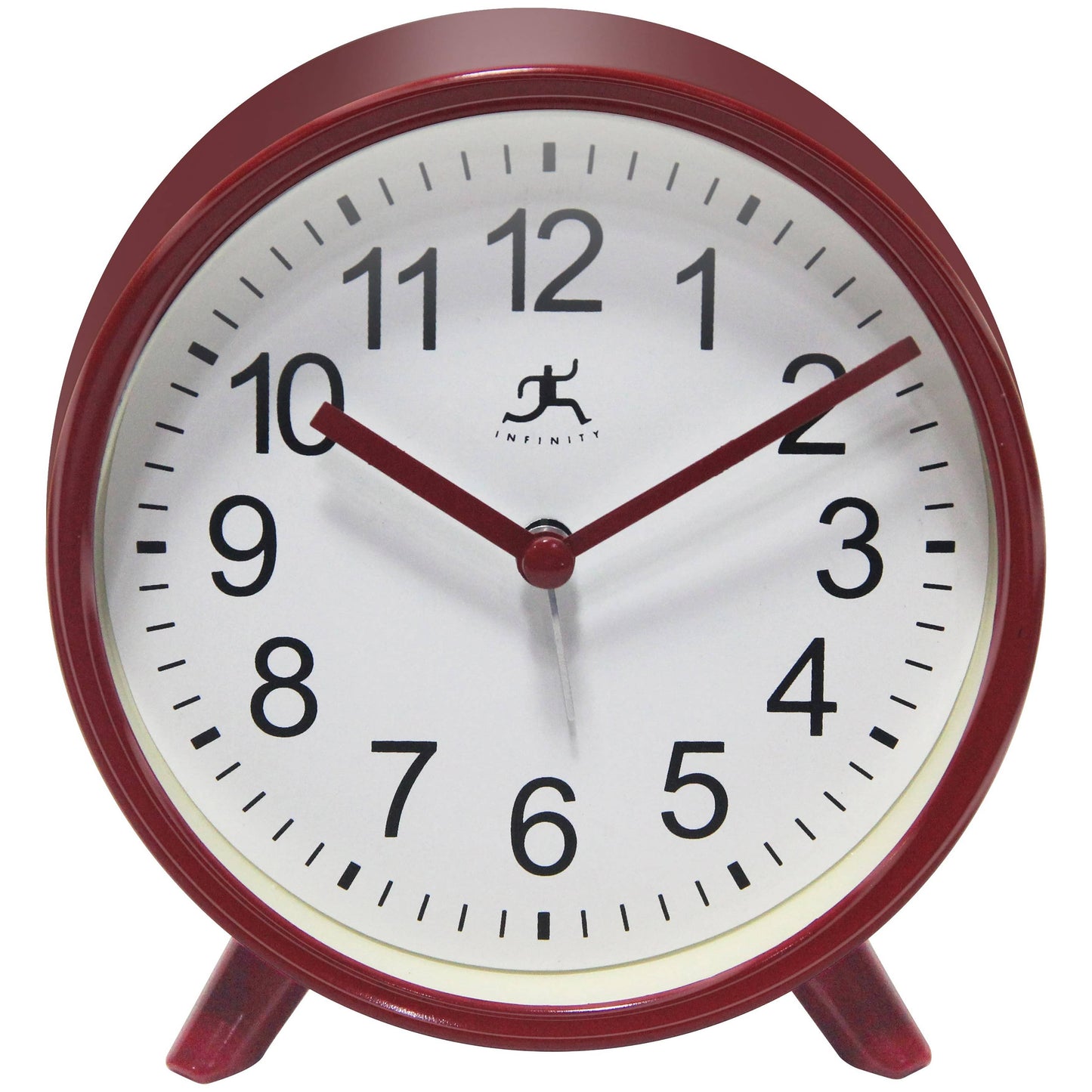 Table Clock Round Red with Alarm Function 5.75 Inch