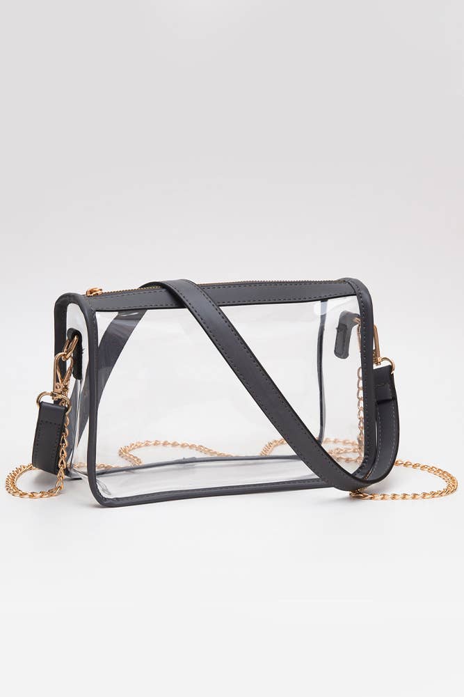 Clear Rectangle Stadium Concert Crossbody Bag: White