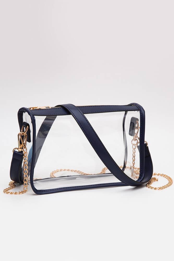 Clear Rectangle Stadium Concert Crossbody Bag: Burgundy