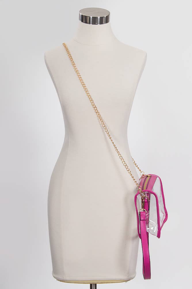 Clear Rectangle Stadium Concert Crossbody Bag: White