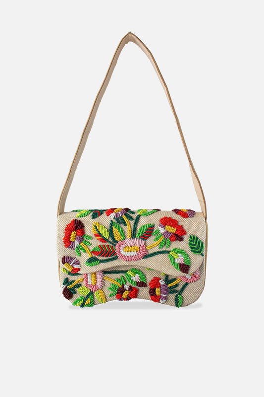 Wildflower Bloom Beaded Shoulder Bag