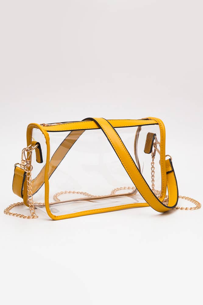 Clear Rectangle Stadium Concert Crossbody Bag: Burgundy