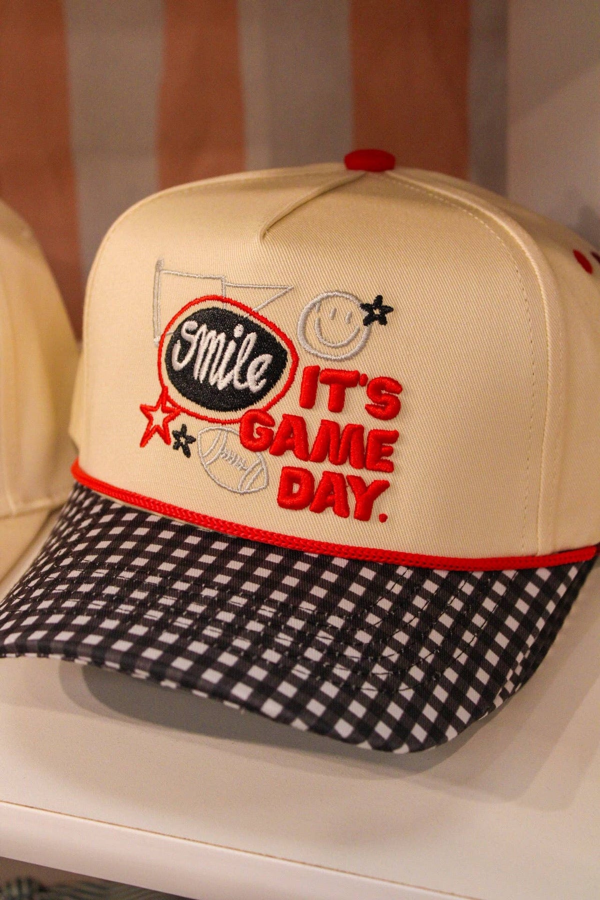 SMILE, IT’S GAME DAY CANVAS CAP: MAROON