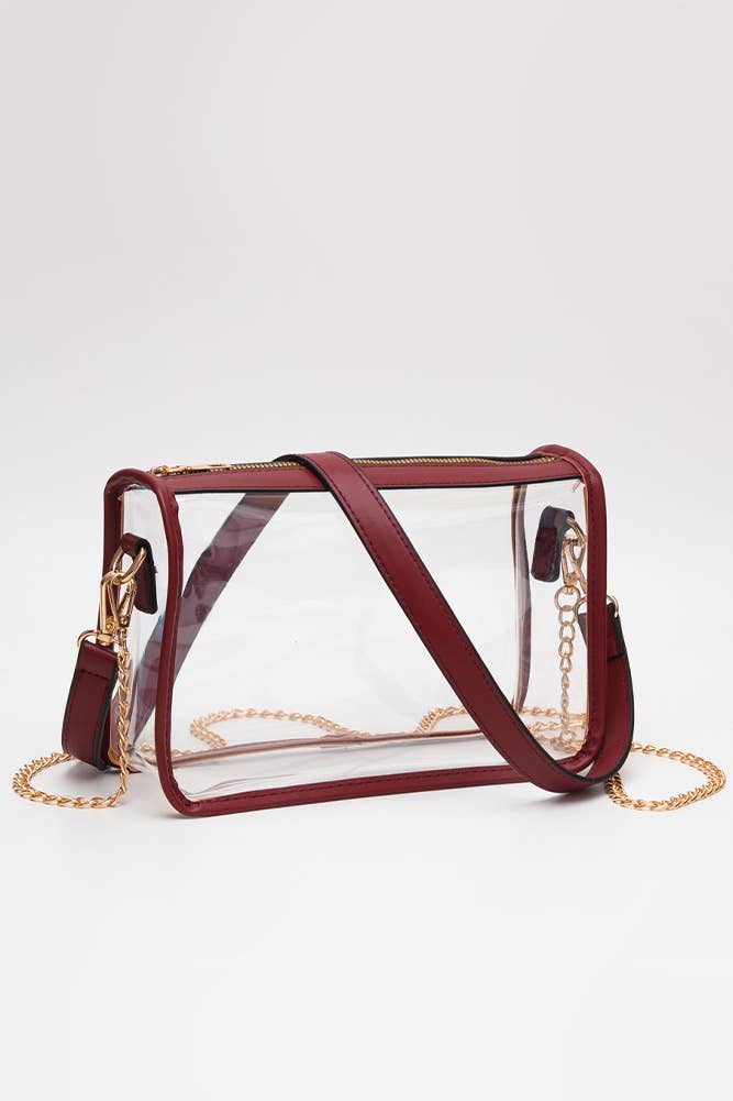 Clear Rectangle Stadium Concert Crossbody Bag: White