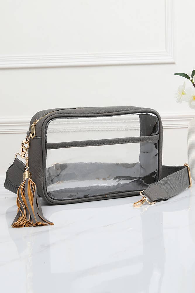 Clear PU Cross Body Camera Bag: Leopard