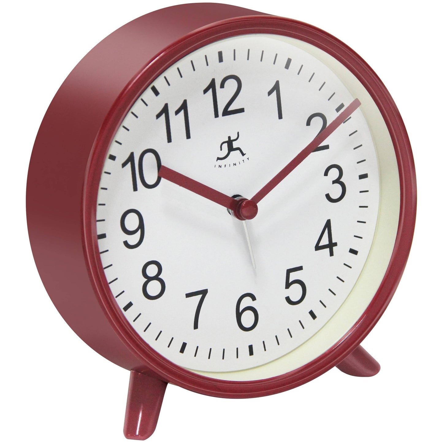 Table Clock Round Red with Alarm Function 5.75 Inch